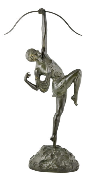 Pierre Le Faguays, Art Deco Diana with Bow, 1925, Bronze