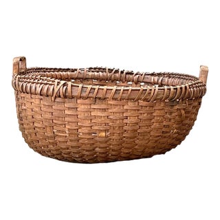 Vintage Shaker Style Rattan Basket For Sale