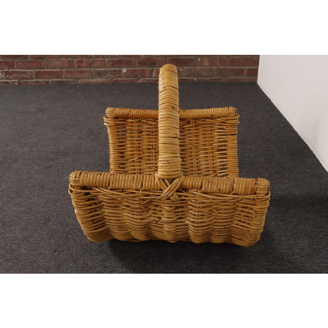 Wood Large Vintage Woven Wicker Catchall / Magazine / Log Holder Basket For Sale - Image 7 of 16