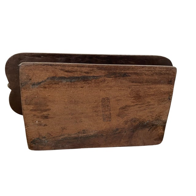 VTG African Hand Carved Elephant Mancala Wooden Game Board Folk Art Signed For Sale - Image 9 of 9