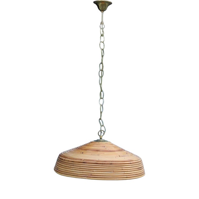 Italian Round Bamboo Chandelier, 1950s For Sale