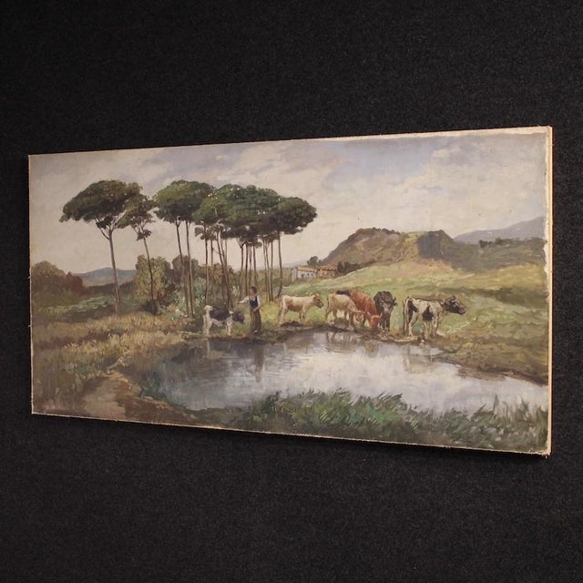 Giron, Bucolic Landscape, 20th Century, Oil Painting on Canvas For Sale - Image 7 of 16