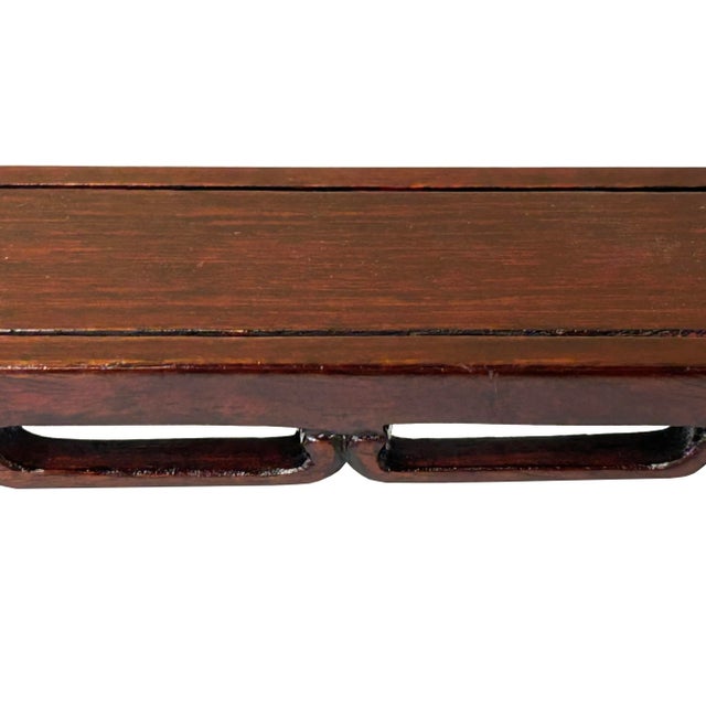 2000 - 2009 5.5" Reddish Brown Scroll Leg Rectangular Wood Display Stand Easel For Sale - Image 5 of 7