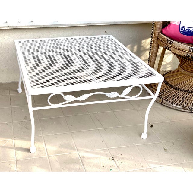 Vintage Wrought Iron Outdoor Side Table in the Manner of Woodard or