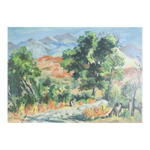 Mid 20th Century Mountain Road Landscape Painting