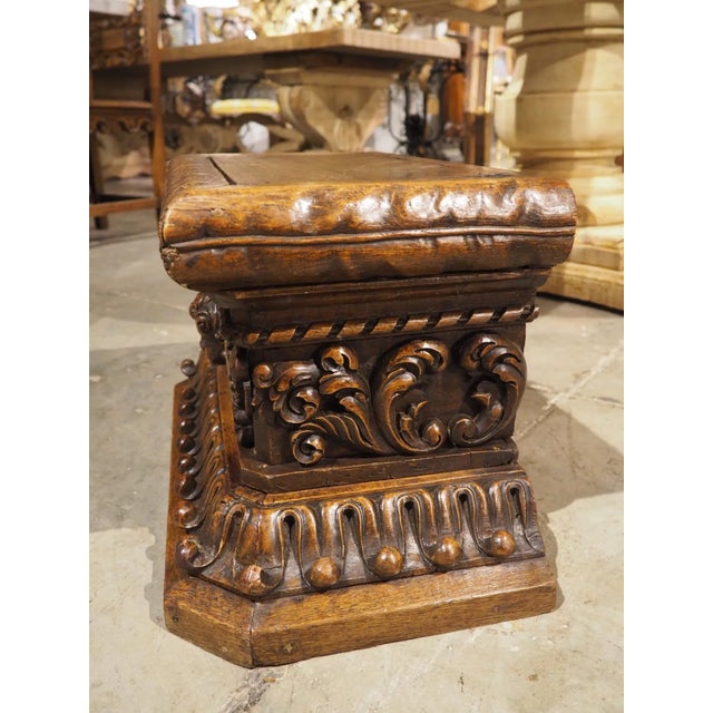 Wood 17th Century Oak Carved Socle Pedestal From Northern Italy For Sale - Image 7 of 17