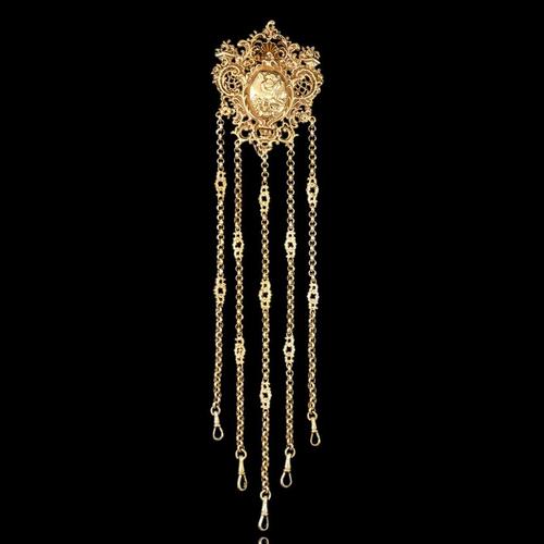 Rococo Antique Victorian Rococo Gilt Silver Chatelaine Decoration, 1860 For Sale - Image 3 of 18