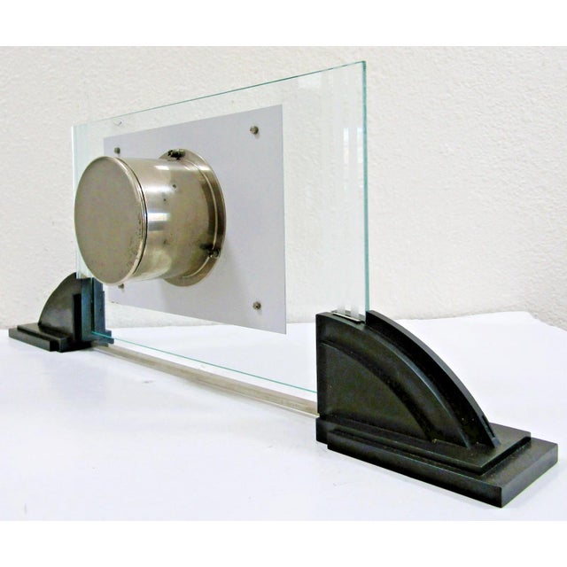 Glass Ato French Art Deco 1930s Leon Hatot Glass and Bakelite Table Clock For Sale - Image 7 of 13