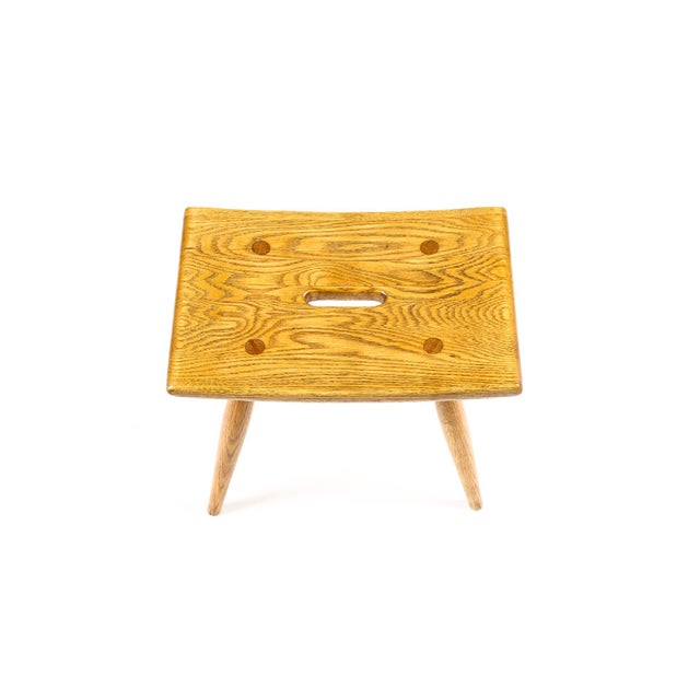 Danish Modern Mid Century Vintage White Oak Milking Stool — British Oak For Sale In Los Angeles - Image 6 of 10