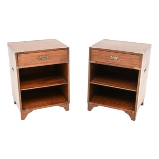 Antique Military Campaign Style Bedside Cabinets, 1930, Set of 2 For Sale