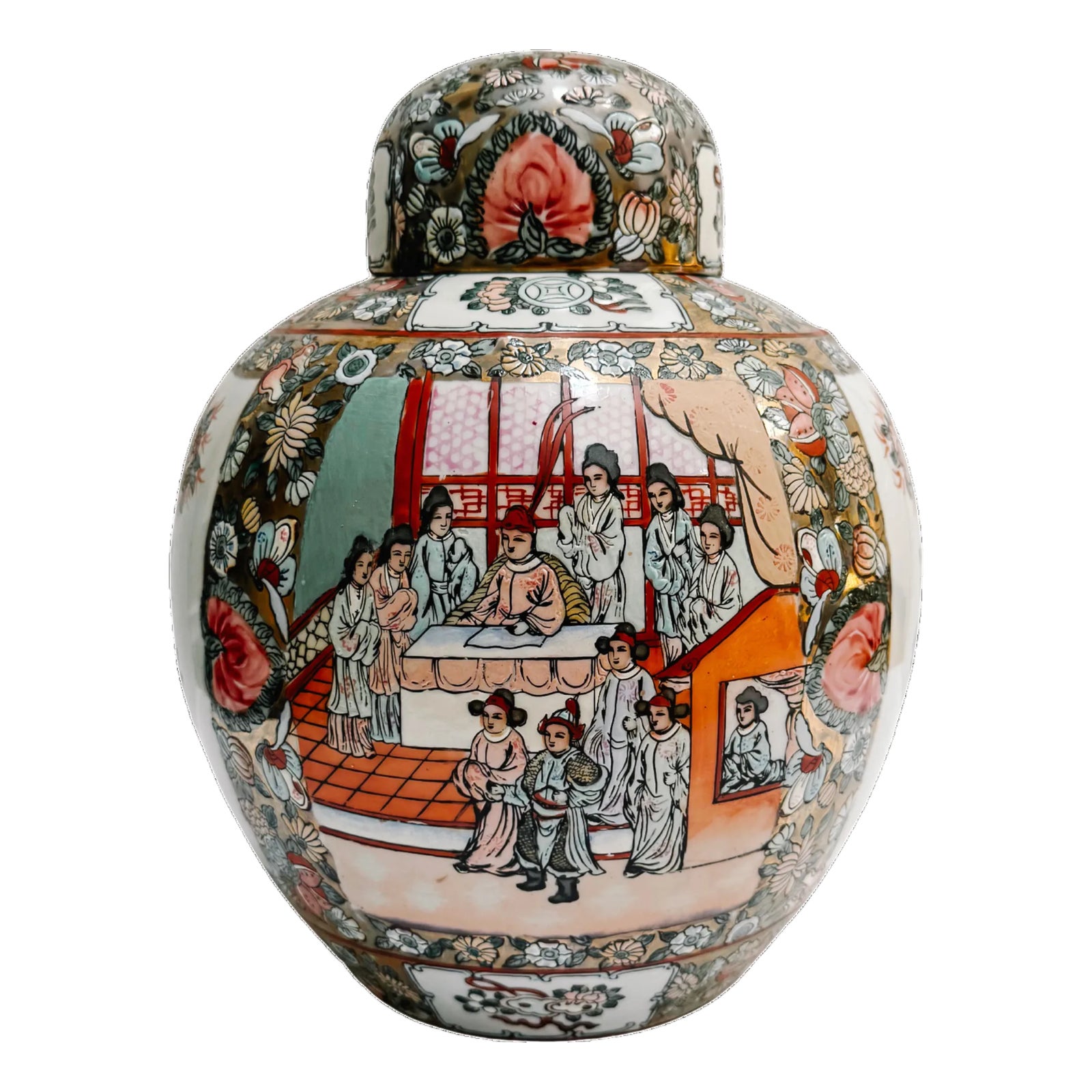Large Chinese Rose Medallion Porcelain Ginger Jar | Chairish