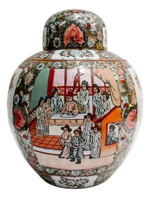 Large Chinese Rose Medallion Porcelain Ginger Jar
