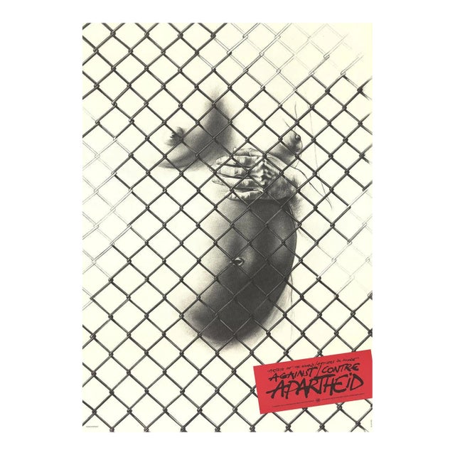 1983 Ernest Pignon-Ernest 'Against Apartheid' Gray,Red Offset Lithograph For Sale