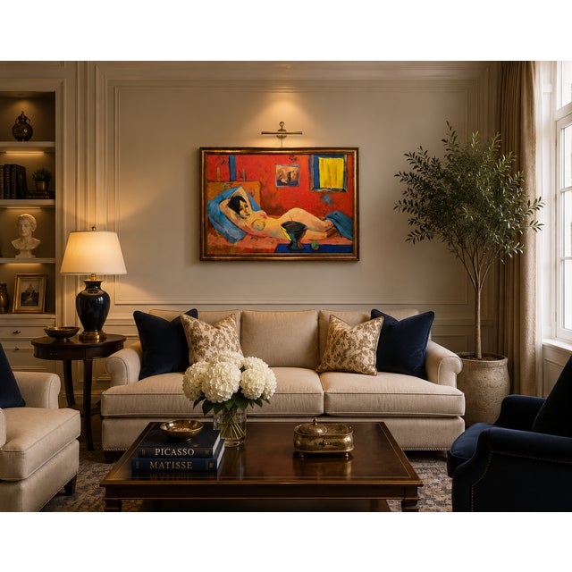 Minas Avetisyan 1963 Mid-Century Armenian Modernist Reclining Nude -Oil Painting Armenian Expressionist - Oil painting on...