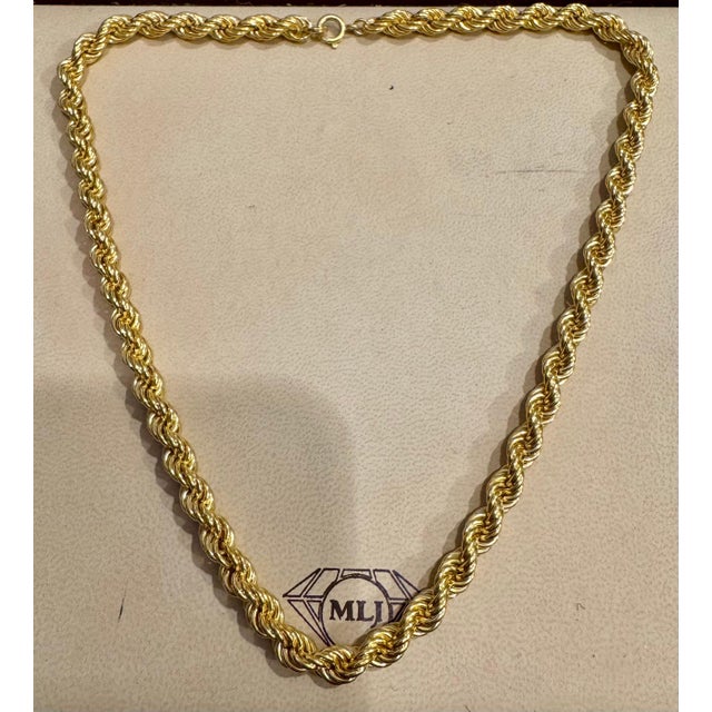 Gold Vintage 18 Karat Yellow Gold 17.8 Gm, Rope Chain, 6.30 mm Necklace, 17 " Long For Sale - Image 8 of 18