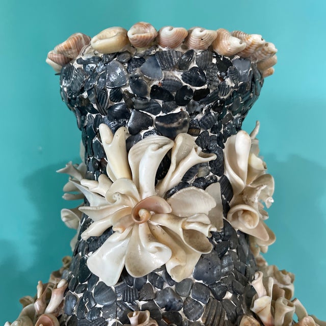 Shell Vintage Shell Vase and Pedestal For Sale - Image 7 of 8