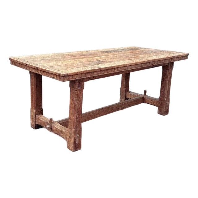 English Light Oak Refectory Dining Table For Sale