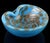 Murano Vintage Murano Sky Blue Copper Aventurine Flecks Spots Italian Art Glass Decorative Bowl Ashtray Dish For Sale - Image 4 of 7