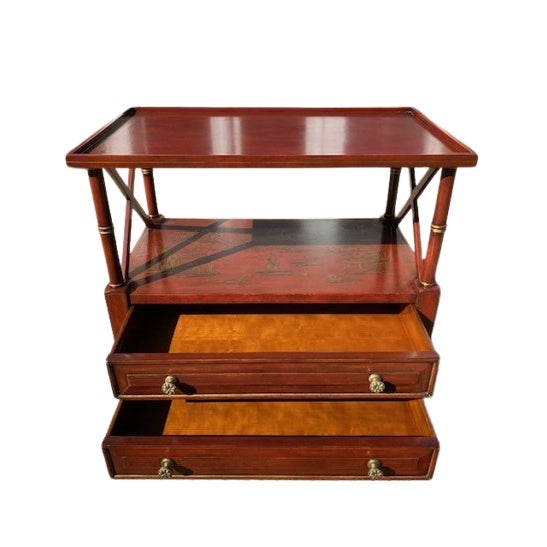 Chinoiserie Style Painted Bar Cart, Dry Bar With Removable Tray by Century For Sale - Image 14 of 18