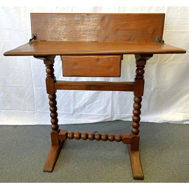 Antique Ship's Navigation Table/ Desk Handmade of Solid Wood With Barley Twist Legs For Sale - Image 13 of 13