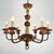 Lacquered wooden chandelier with a central carved wooden shaft with a hexagonal section and lacquered in shades of ivory...
