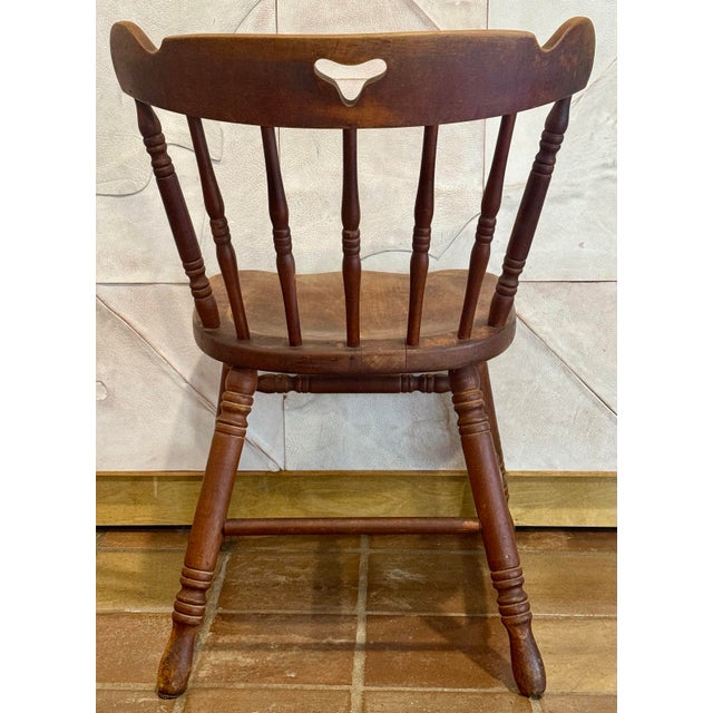 Mid-Century Modern Solid Hard Rock Maple Colonial, Pub Style Spindle Back Side or Dining Chair For Sale - Image 3 of 12
