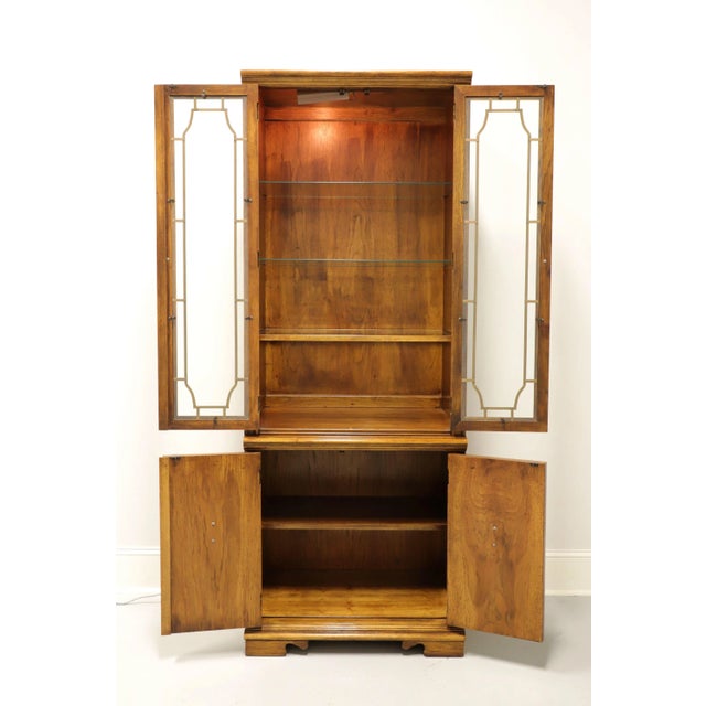 Late 20th Century Late 20th Century Burl Pecan Mediterranean Style Curio Display Cabinet For Sale - Image 5 of 10