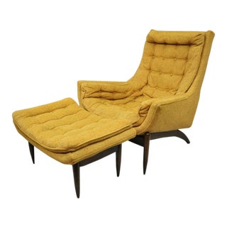 Mid Century Modern Danish Style Kroehler Sculptural Lounge Club Chair & Ottoman For Sale