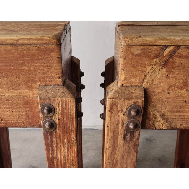 Brown Antique Craftsman Made Wabi Sabi High Table and Stools For Sale - Image 8 of 8
