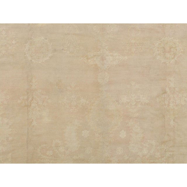 Antique Oushak Carpet, Handmade Oriental Rug, Soft Taupe, Light Cream, Pale For Sale - Image 10 of 18