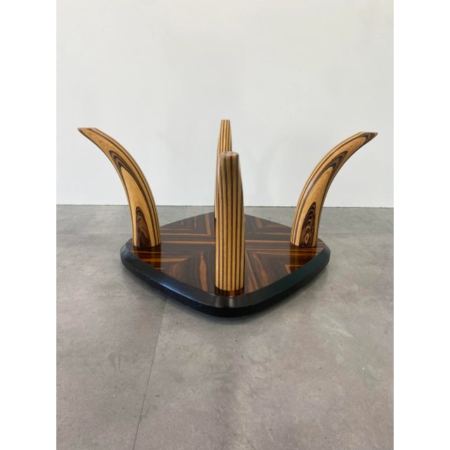Exotic Zebra Wood Faux Tusk Coffee Table by Henredon For Sale - Image 10 of 11