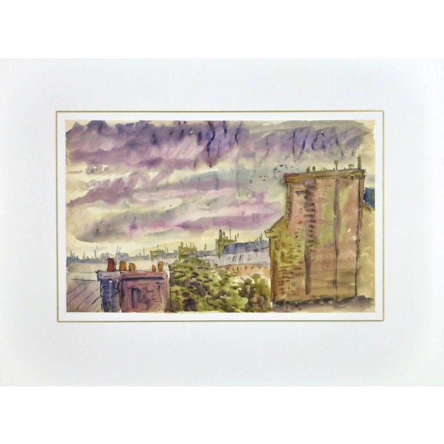 André Lafond, Vintage French Watercolor - Rooftops of Paris For Sale - Image 4 of 5