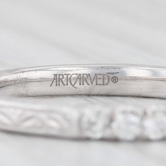 New 0.33ctw Diamond Wedding Band 14k White Gold Sz 6.5 Stackable Ring Art Carved For Sale In Greensboro - Image 6 of 9