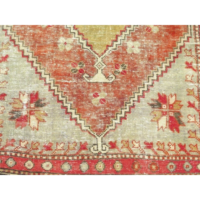 Mustard 1960s Vintage Distressed Area Rug - 70"x111" For Sale - Image 8 of 11