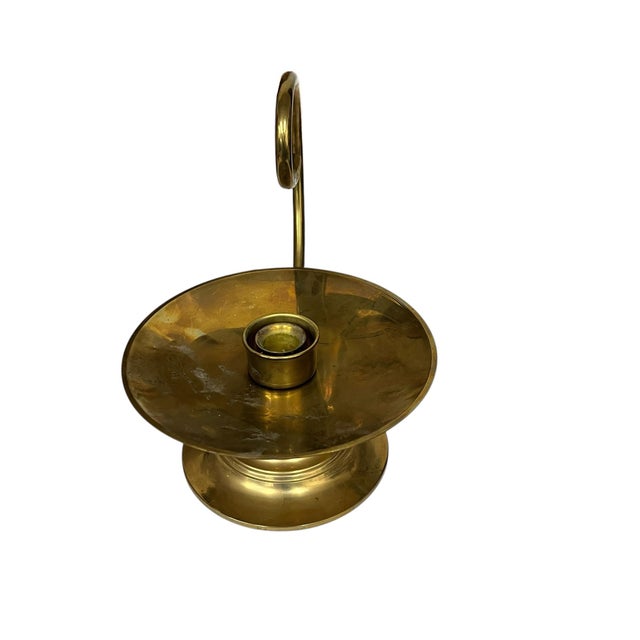 Vintage Old World Style Brass Candlestick Holder For Sale - Image 4 of 5