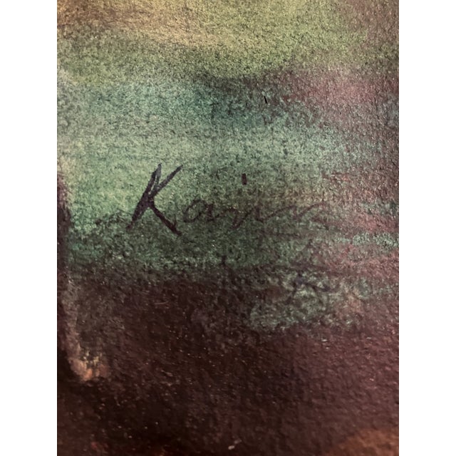 Mid Century Modern 1960’s Original Vintage Abstract Landscape Watercolor Painting Signed For Sale In Philadelphia - Image 6 of 7