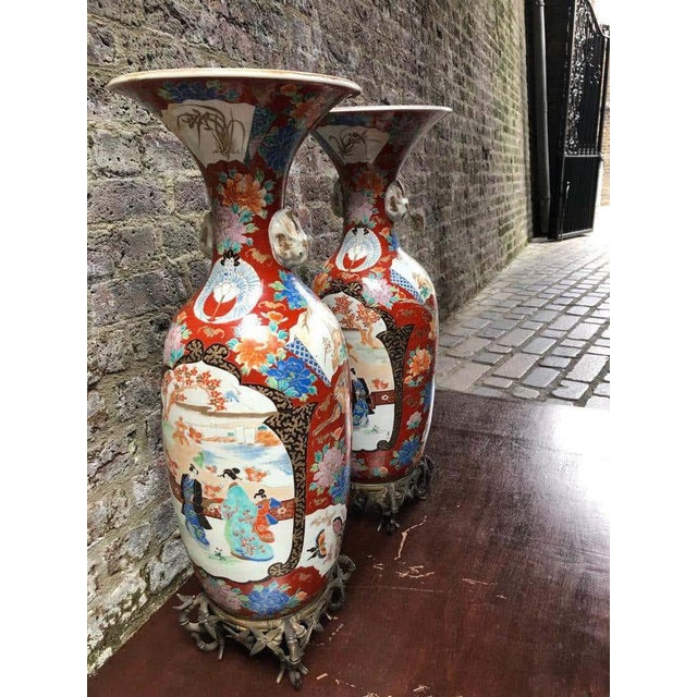 19th Century Japanese Meiji Imari Porcelain Vases, Set of 2 For Sale - Image 4 of 14