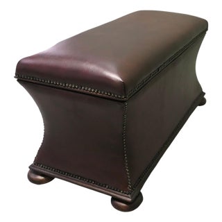 Large Regency Waisted Leather Ottoman For Sale