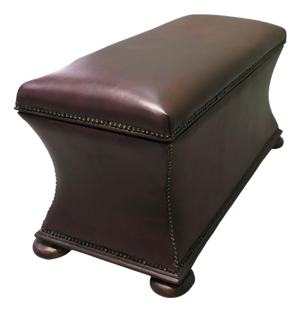 Large Regency Waisted Leather Ottoman
