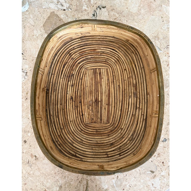 Split Reed Extra Large Italian Tray With Brass Trim, Hand Crafted, Bohemian For Sale - Image 16 of 16