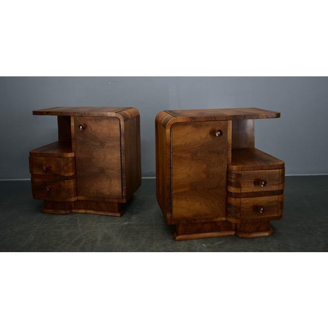 Art Deco Bedside Tables, Former Czechoslovakia, 1930s, Set of 2 For Sale - Image 3 of 18