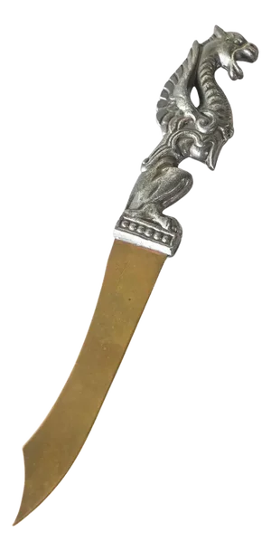 Antique Brass and Metal Letter Opener with Dragon, 1920s