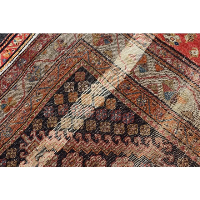 Antique Persian Tribal Shiraz in Wool With Tribal Medallion Design For Sale - Image 12 of 12