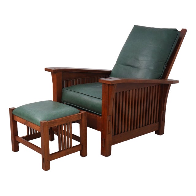 Stickley Mission Cherry Morris Chair & Ottoman For Sale