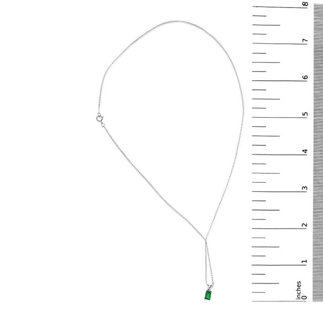 Early 21st Century 14K White Gold 6x4MM Emerald Cut Green Emerald Solitaire Pendant Necklace For Sale - Image 5 of 5