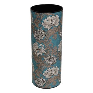 Chrysanthemums Aqua Tapestry Umbrella Stand For Sale