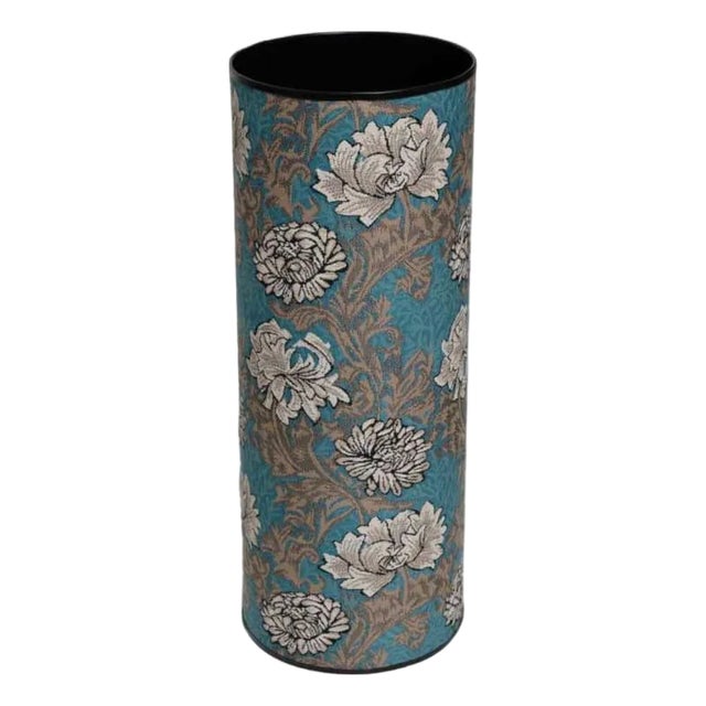 Chrysanthemums Aqua Tapestry Umbrella Stand For Sale