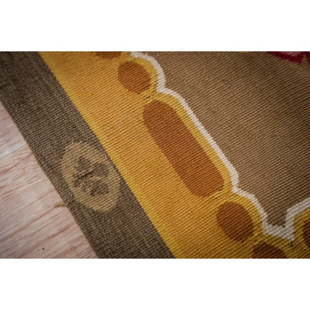 9x12 Vintage Aubusson Flat Weave Wool Rug, Olive Green Star Lattice For Sale - Image 12 of 15