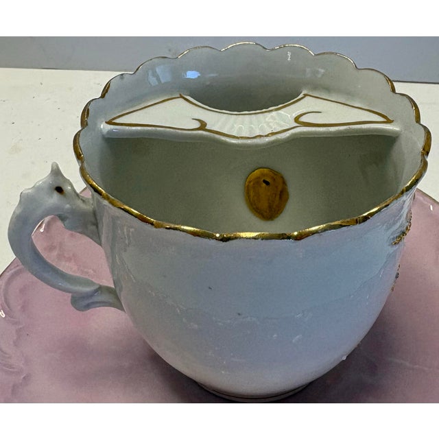 Early 20th Century Antique Continental Porcelain Moustache Cup With Raised Gilt Florals, C. 1900 For Sale - Image 5 of 7