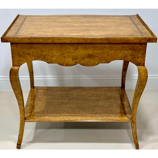 Wood Minton-Spidell Regency Style Faux Burl Console Table With Pull-Out Shelf, Drawer & Lower Tier For Sale - Image 7 of 12